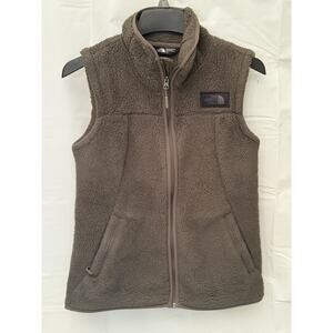 The North Face Women's M Campshire Fleece Sherpa Vest Jacket Dark Green Full-Zip